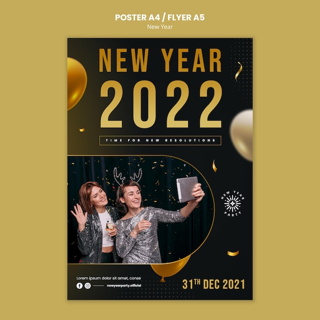 Festive New Year Eve Print Template – Free Download