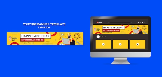 Labor Day YouTube Banner in Flat Design – Free Download