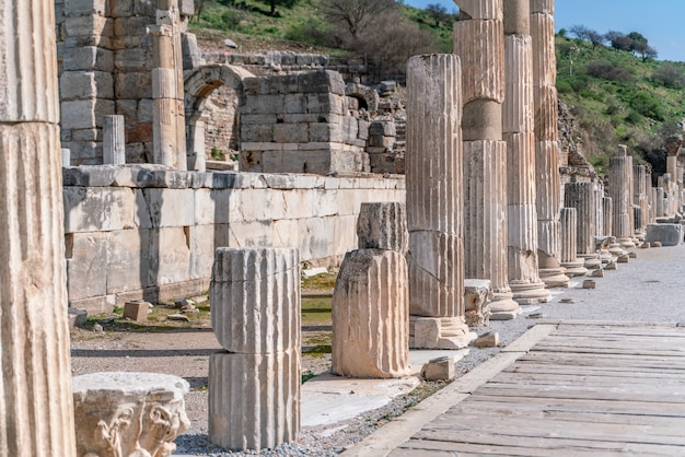 Columns of Memmius Monument in Ephesus Ruins, Selcuk, Izmir, Turkey – Free Download