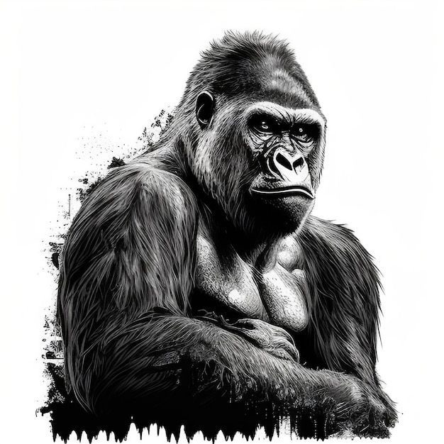 A Gorilla with a Black and White Drawing of its Face – Free to Download