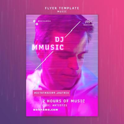 Vertical Neon Flyer Template for Music Artists – Free Stock Photo, Download for Free