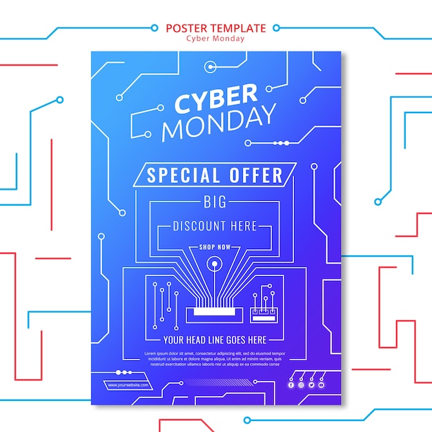 Cyber Monday Circuit Poster Template – Free Download