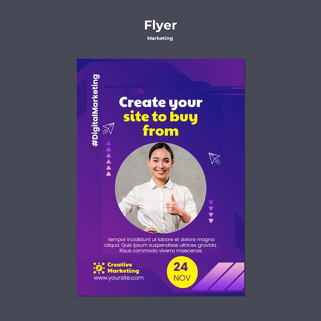 Gradient Marketing Poster Template Design – Free Download