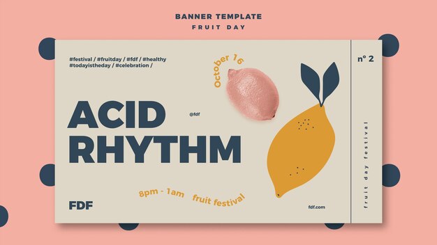 Fruit Day Banner Template with Illustrations – Free Download