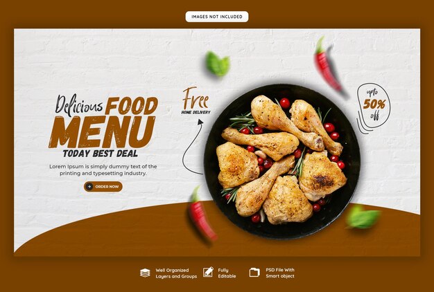 Food Menu and Restaurant Web Banner Template – Download Free Stock Photo