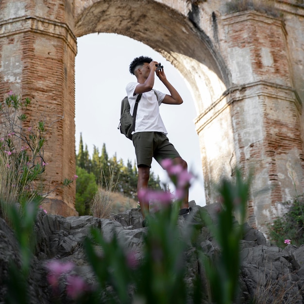 Full Shot of a Man with Binoculars – Free Download, Free Stock Photo