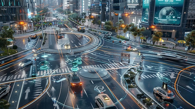 Smart City Intersection Featuring Autonomous Vehicles – Free Download