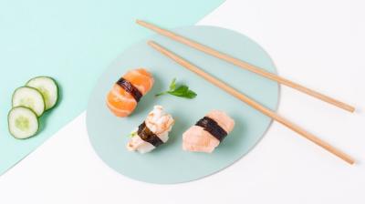 High Angle Fresh Sushi on Plate – Free Download