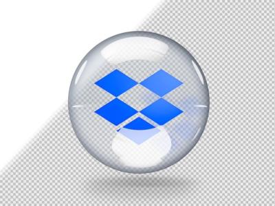 Transparent Glass Bubble Featuring Dropbox Logo on Clear Background – Free Download