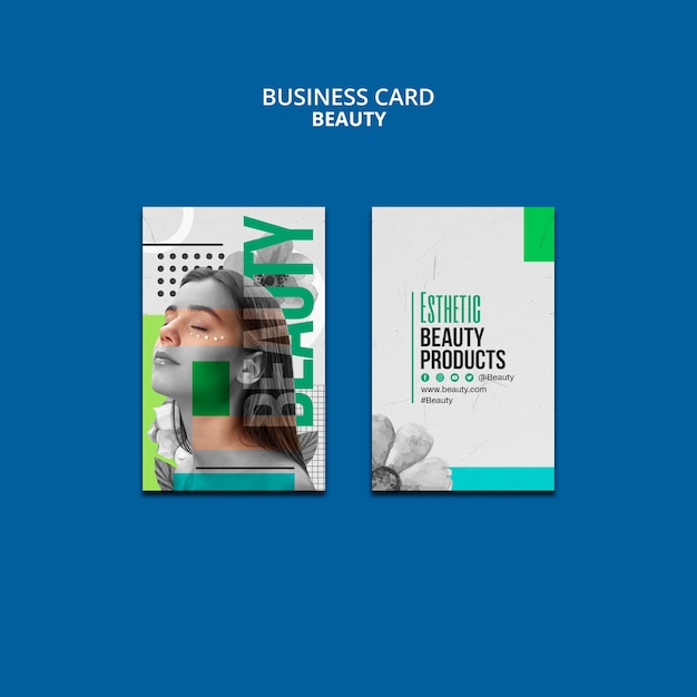 Flat Design Beauty Concept Business Card for Free Download