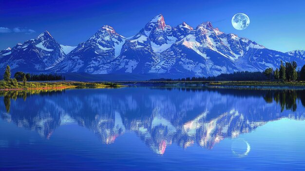 A Stunning Mountain Landscape Under a Full Moon â Free Download