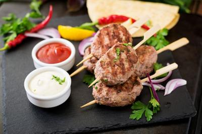 Appetizing Kofta Kebab with Sauce and Tortilla Tacos – Free Download