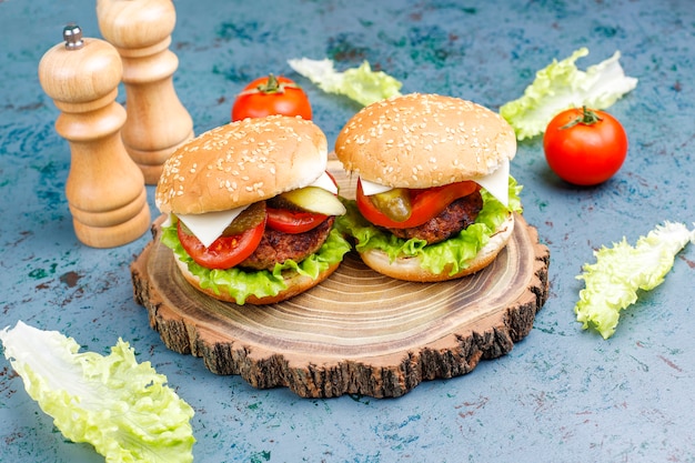 Homemade Burgers on Dark Background – Free Download