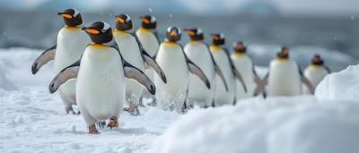 Aerial Wide View Over Earth’s South Pole: Penguin Life Captured – Free to Download