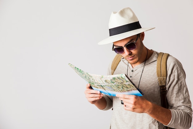 Hipster Man with Map – Free Download Stock Photo