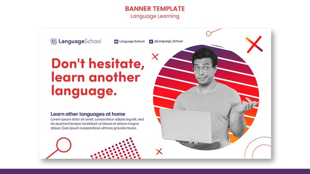 Language Learning Horizontal Banner Template – Free Download