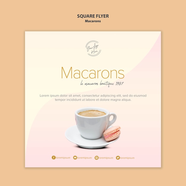 Macarons Sale Square Flyer – Free Download