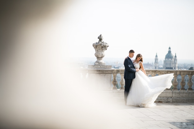 Wedding Couple on Their Wedding Day in Budapest – Free Stock Photo for Download