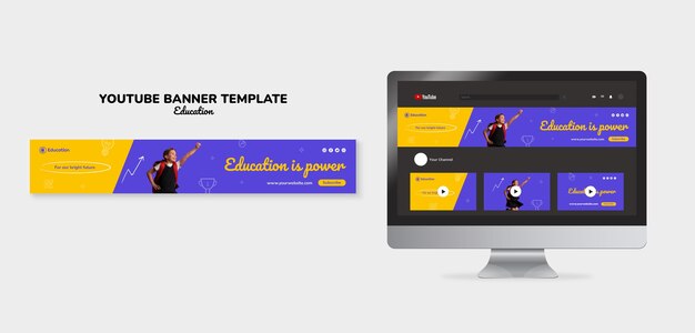 Hand Drawn Education Concept YouTube Banner – Free Download