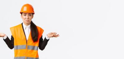 Upset and Confused Asian Female Engineer Shrugging – Free Download