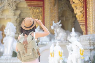 Exploring Temples: Female Tourists Captured in Stunning Free Stock Photos – Download for Free