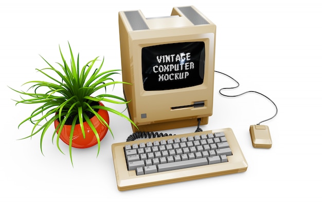 Vintage Computer Mock-Up Isolated – Free Download