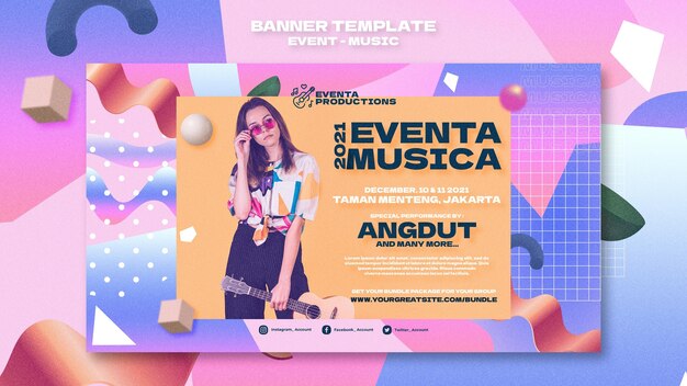 Retro Style Music Event Banner Template – Free Download