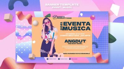 Retro Style Music Event Banner Template – Free Download