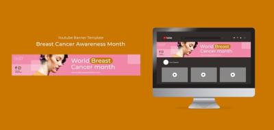 Breast Cancer Awareness Month YouTube Banner Template – Free Download