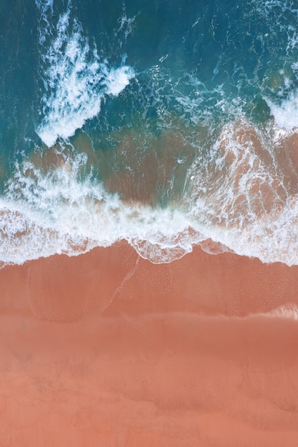 Aerial View of Pink Beach and Blue Ocean Wave – Free Stock Photo Download