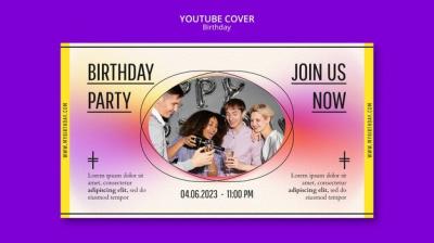 Gradient Birthday Celebration YouTube Cover – Free Download