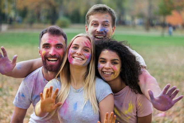 Friends Joyfully Celebrating at Holi Festival – Free Stock Photo, Download for Free