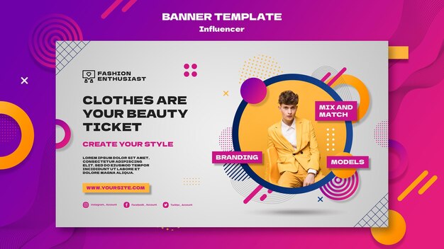 Influencer Horizontal Banner Template for Eye-Catching Promotions – Free Download