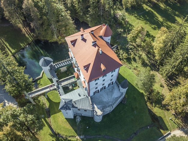 Aerial View of the Stunning Grad SneÅ¾nik Castle in Slovenia – Free Download