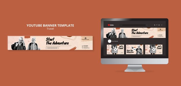 Hand Drawn Traveling YouTube Banner Template – Free Download