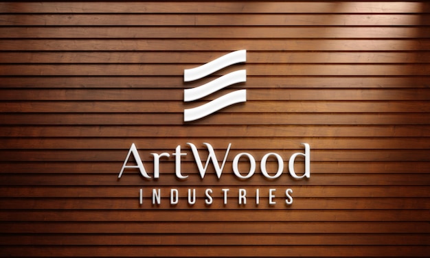 Company Entrance Logo Mockup on Wooden Wall – Free Download