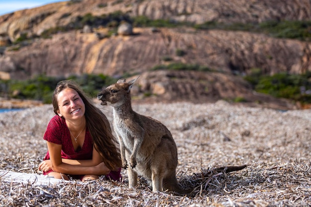 Wild Kangaroo Cuddles at Lucky Bay Beach in West Australia – Free Stock Photo, Download for Free