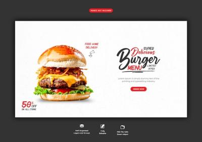 Delicious Burger and Food Menu Web Banner Template – Free Download