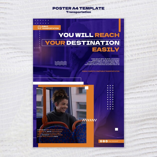 Vertical Poster Template for Public Bus Transportation with Dots Design – Free Download