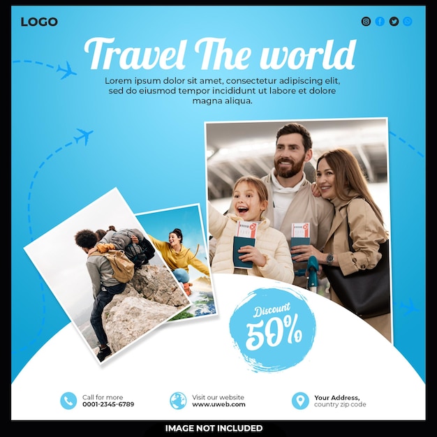 Travel the World Social Media Post Template – Free Download