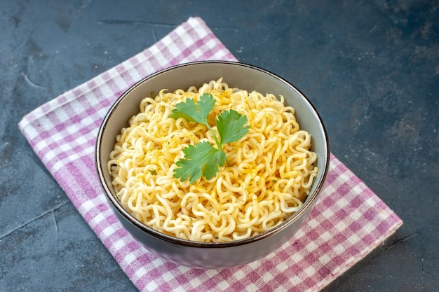 Delicious Bottom View of Ramen Noodles in Bowl on Dark Table – Free Download