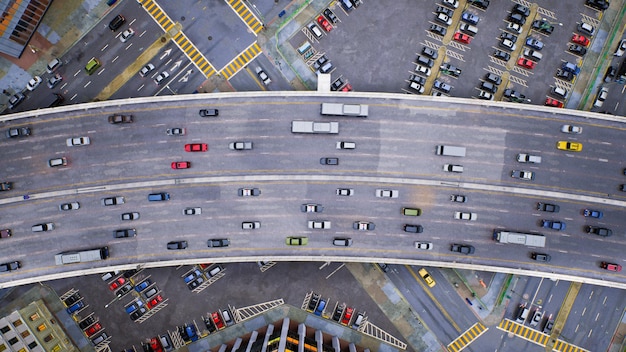 3D Render of Aerial Top View of Motion Traffic Cars and Parking Lot – Free Download