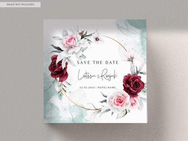 Beautiful Flower Wreath Watercolor Wedding Invitation Card Template – Free Download