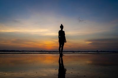 Silhouette of a Girl at Sunset on the Beach – Free Stock Photo, Download for Free