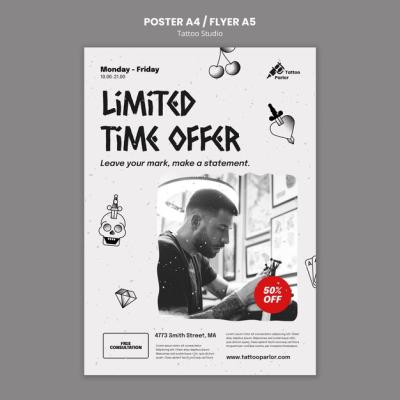 Tattoo Studio Poster Template for Creative Designs – Free Download