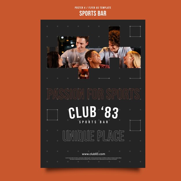 Flat Design Sports Bar Template – Free Download