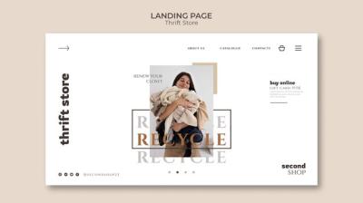 Flat Design Thrift Store Landing Page Template – Free Download