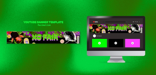 Maximalism Concept YouTube Banner Template – Free Download