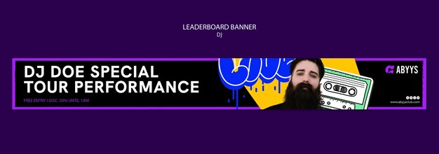 DJ Party Leaderboard Banner Template Design – Free Download