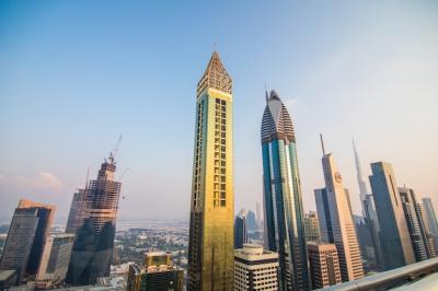 Downtown Dubai Aerial View with Skyscrapers and Highways – Free Download